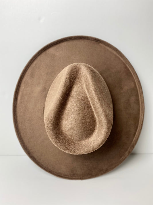 Vegan Suede Rancher Hat - Pencil Brim - Mocha