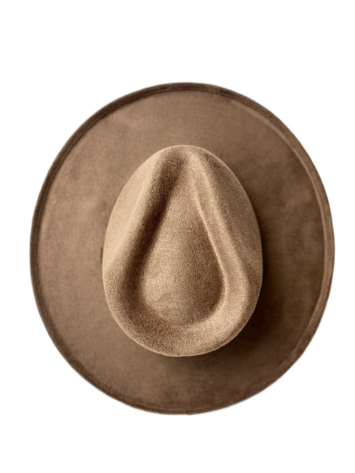 Vegan Suede Rancher Hat - Pencil Brim - Mocha