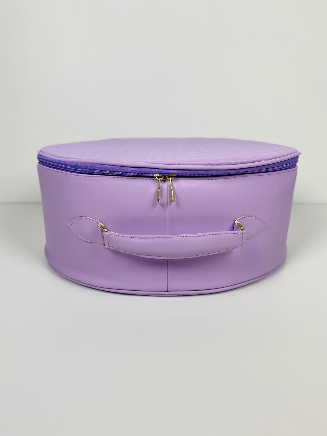 Hat Box Faux Leather Pastel Snake Print - Lavender