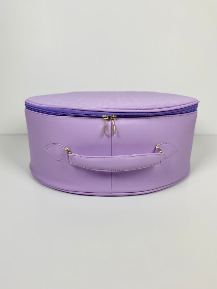 Hat Box Faux Leather Pastel Snake Print - Lavender