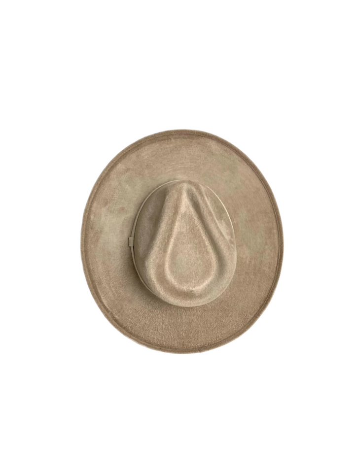 Vegan Suede Rancher Hat - Pencil Brim - Two Tone - Sand