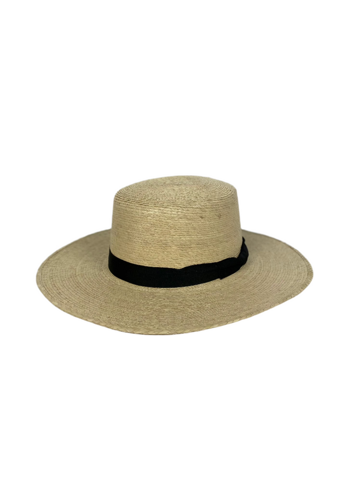 Panama Beach Flat Top Hat with Black Band