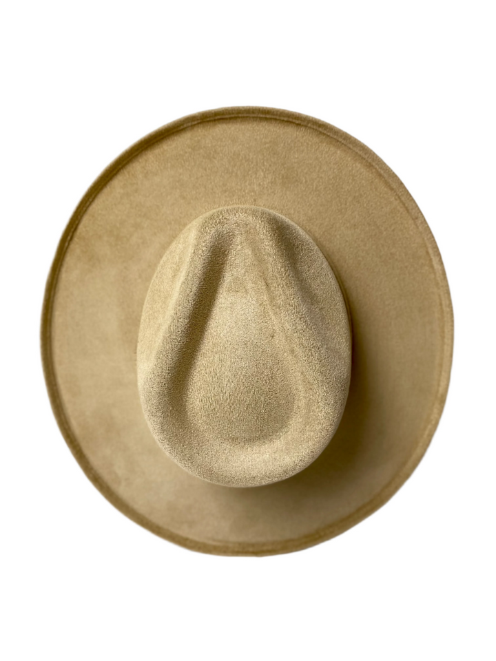 Vegan Suede Rancher Hat - Pencil Brim - Nude