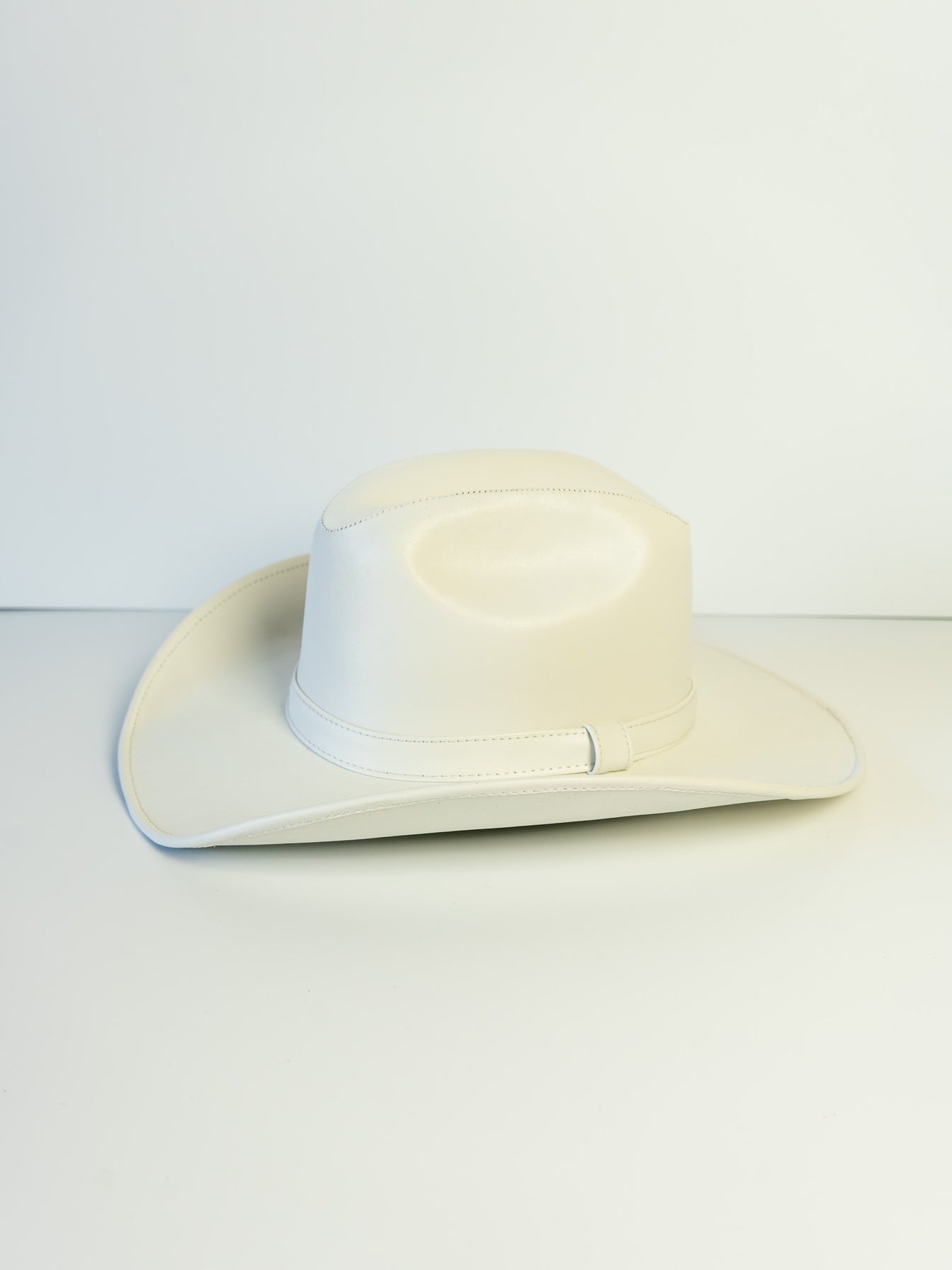 Western Cowboy Faux Leather Hat- Ivory
