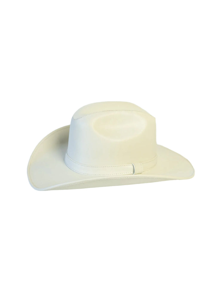 Western Cowboy Faux Leather Hat- Ivory