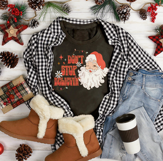 Don't Stop Believin' Santa T-shirt & Sweatshirt