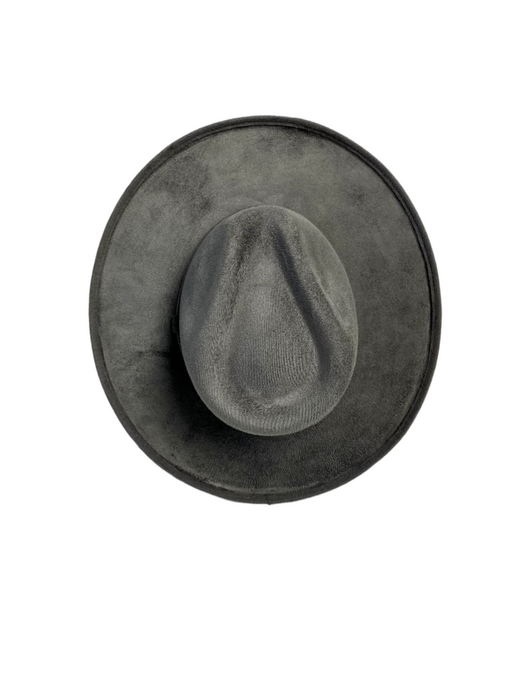Vegan Suede Rancher Hat - Pencil Brim - Charcoal