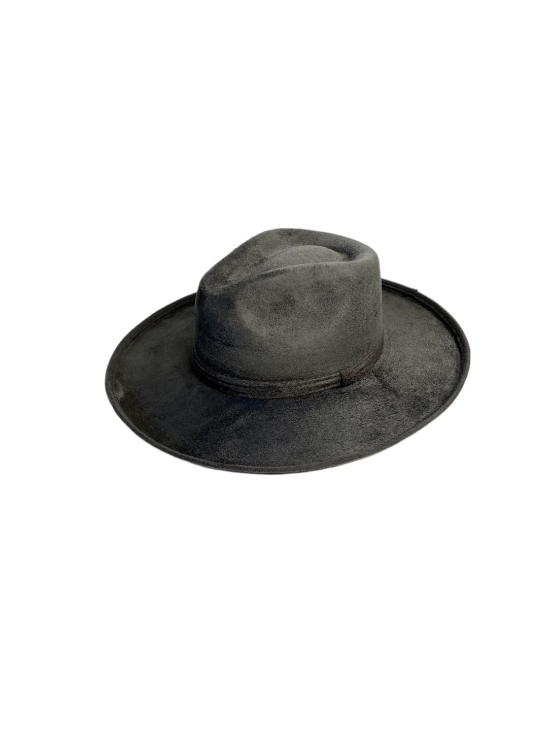 Vegan Suede Rancher Hat - Pencil Brim - Charcoal