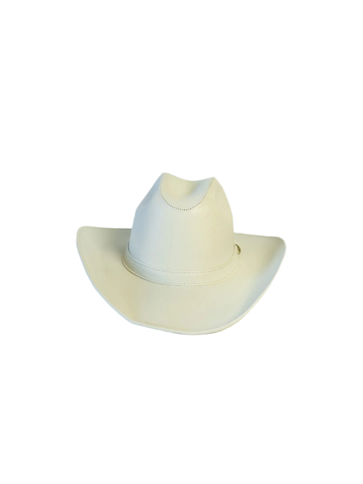 Western Cowboy Faux Leather Hat- Ivory