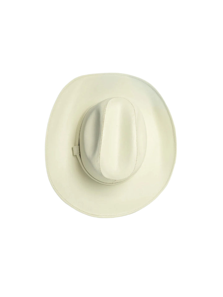 Western Cowboy Faux Leather Hat- Ivory