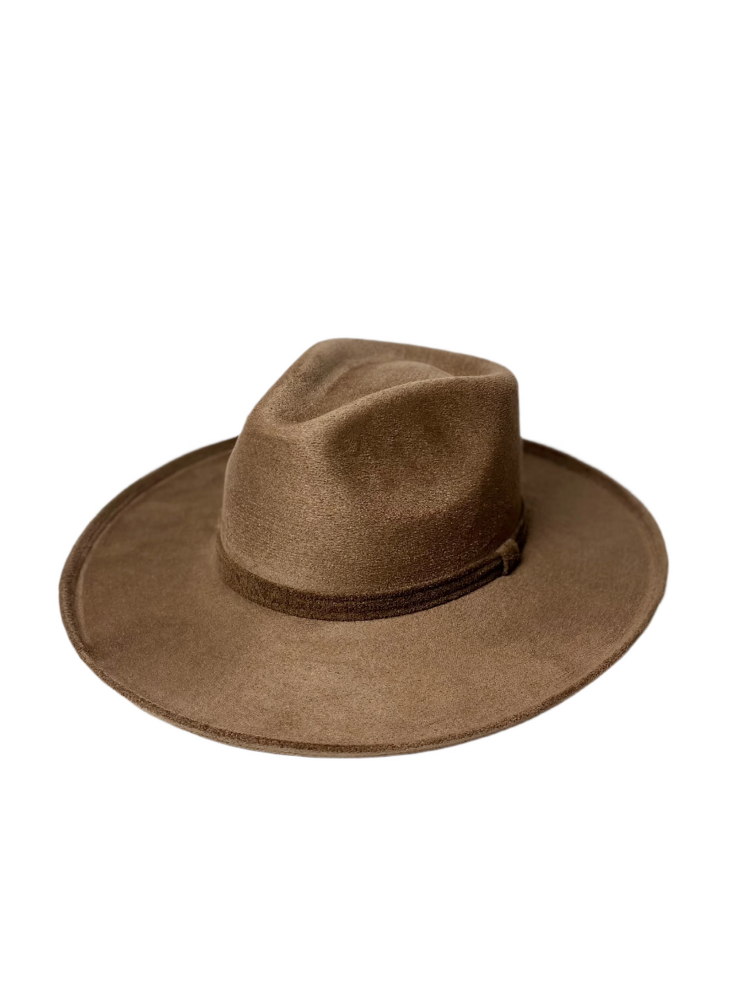 Vegan Suede Rancher Hat - Pencil Brim - Mocha