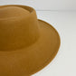 Flat Brim Boater Hat Wool Felt - Caramel