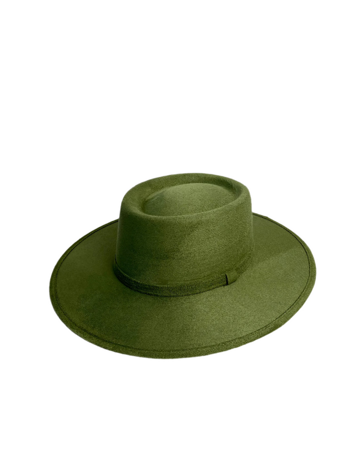 Vegan Suede Gambler Hat- Forest Green