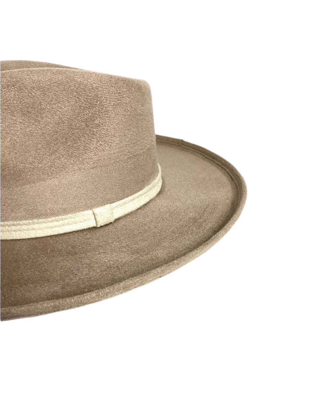 Vegan Suede Rancher Hat - Pencil Brim - Two Tone - Sand