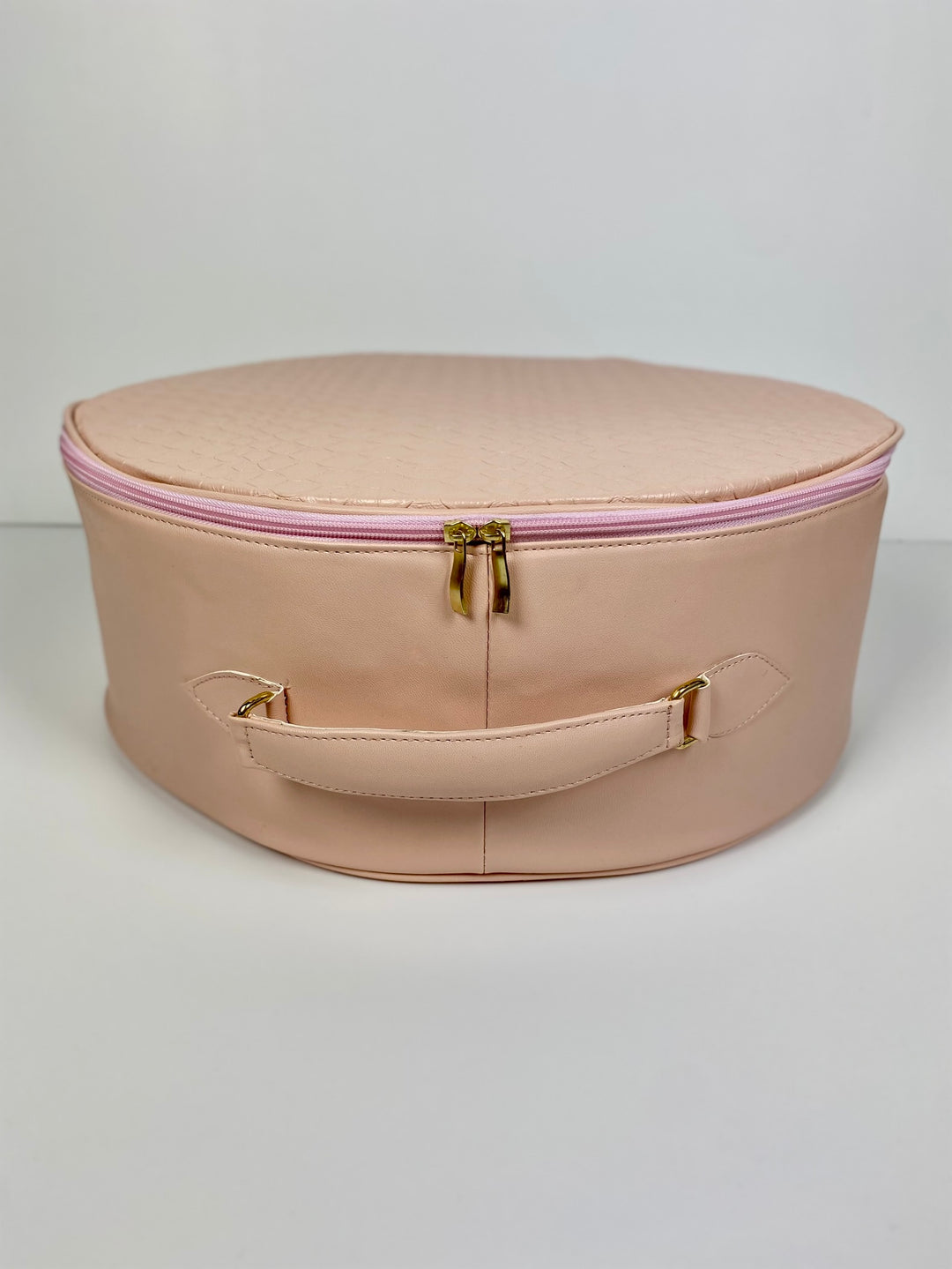 Hat Box Faux Leather Pastel Snake Print - Rose