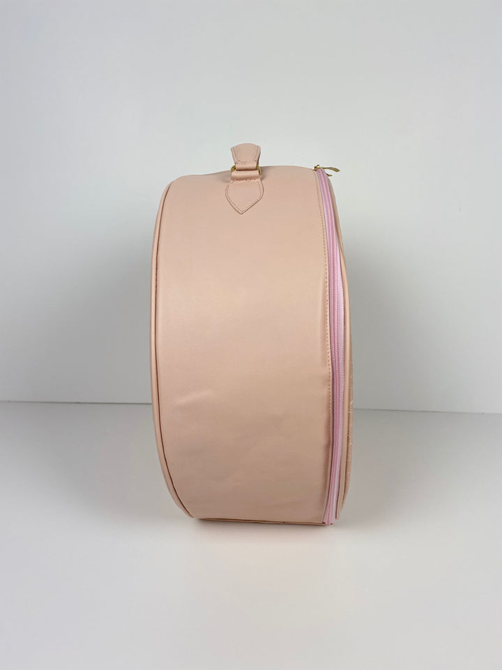 Hat Box Faux Leather Pastel Snake Print - Rose