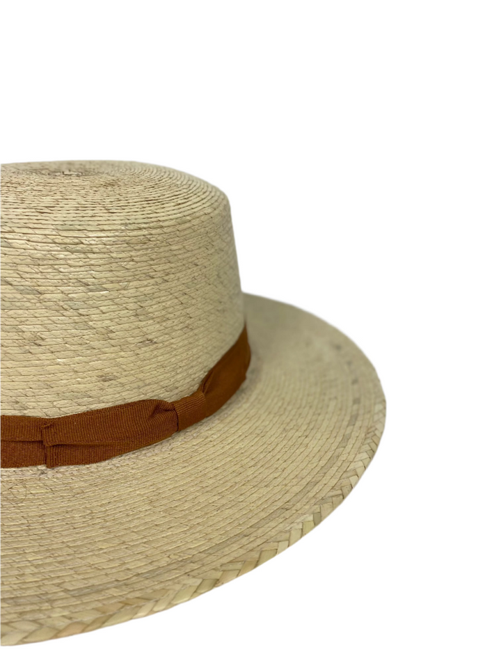 Panama Beach Flat Top Hat with Caramel Band