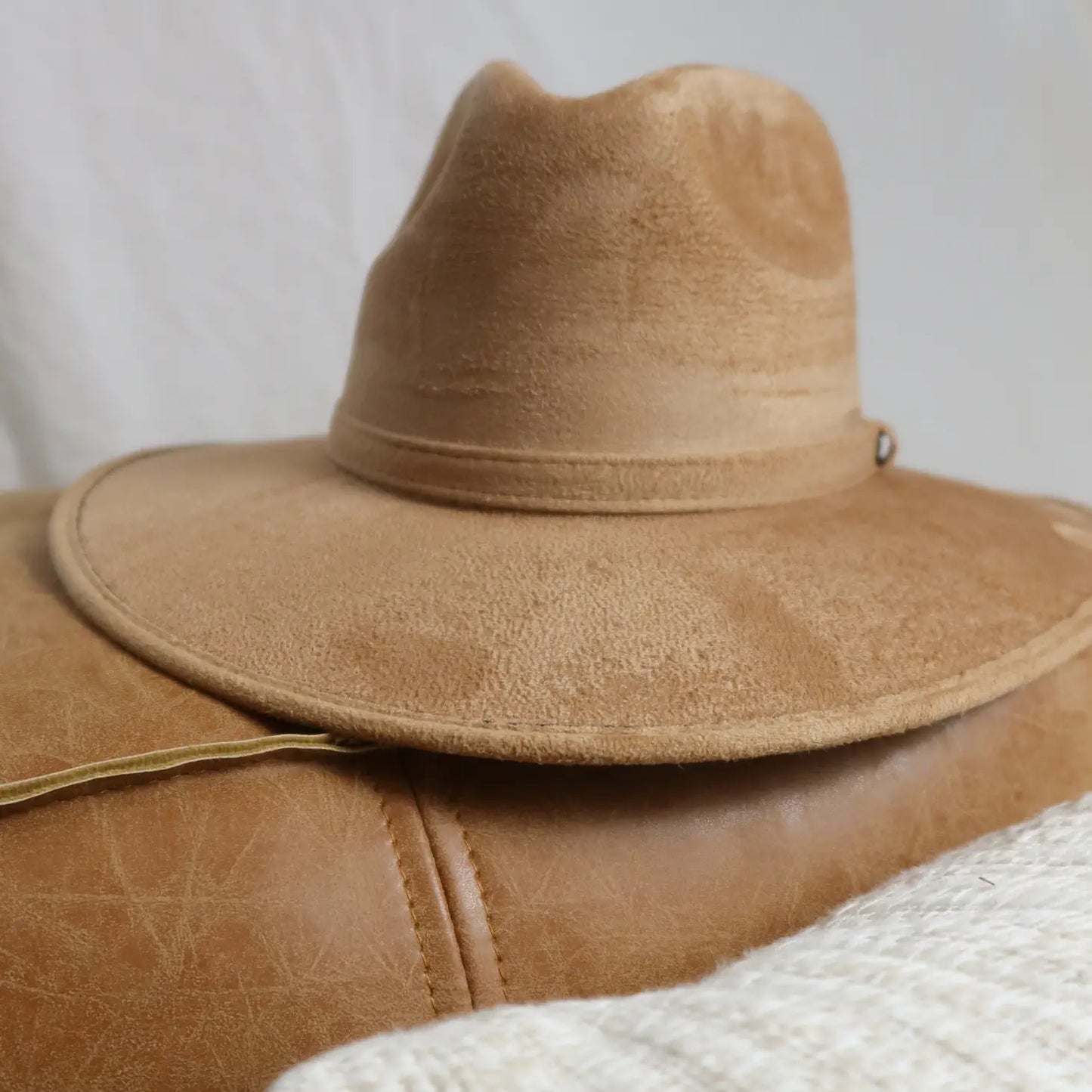 Vegan Suede Western Cowboy Hat- Taupe