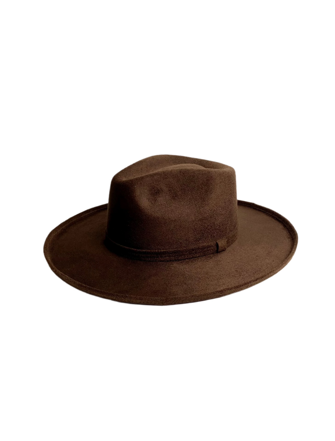Vegan Suede Rancher Hat - Pencil Brim - Chocolate