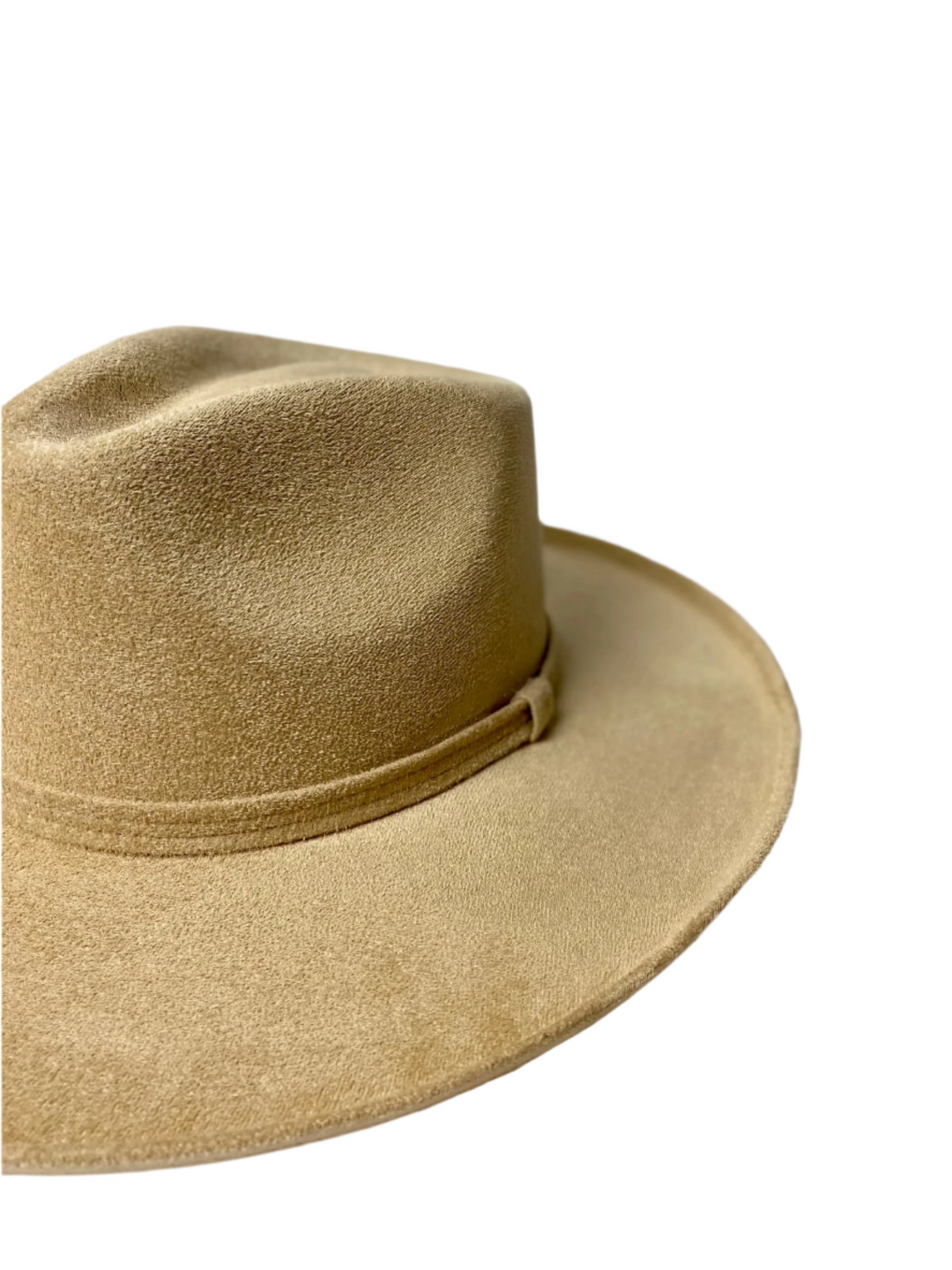 Vegan Suede Rancher Hat - Pencil Brim - Nude