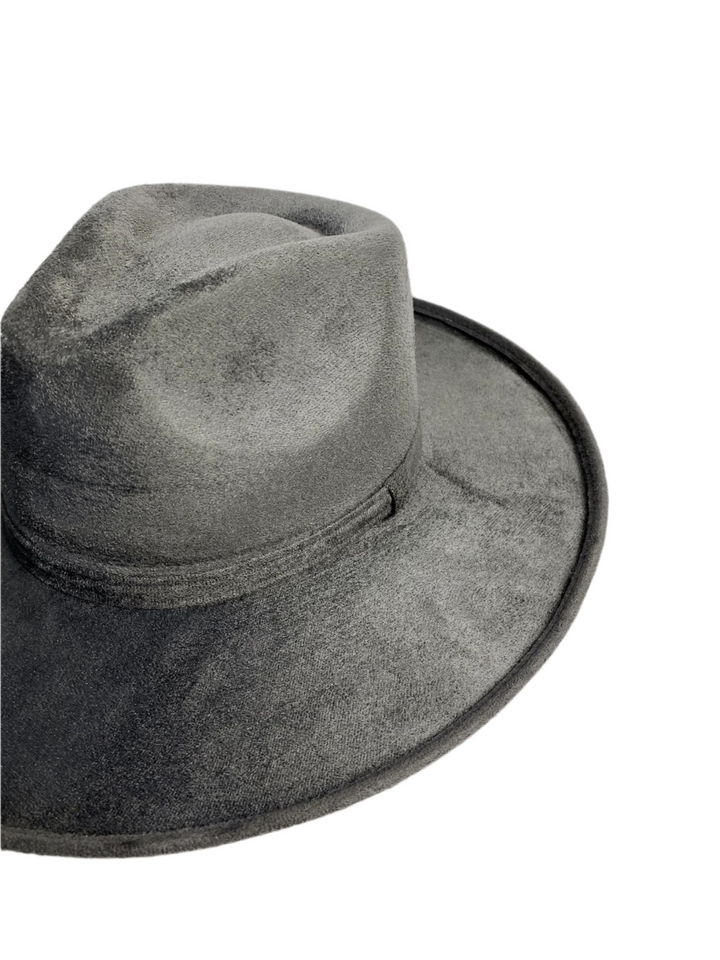 Vegan Suede Rancher Hat - Pencil Brim - Charcoal