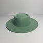 Flat Brim Boater Hat Wool Felt - Mint