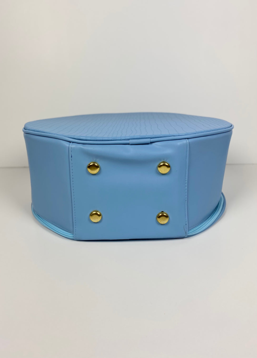 Hat Box Faux Leather Pastel Snake Print - Baby Blue